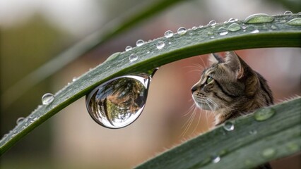  cat-s-reflection-on-a-drop-of-water
