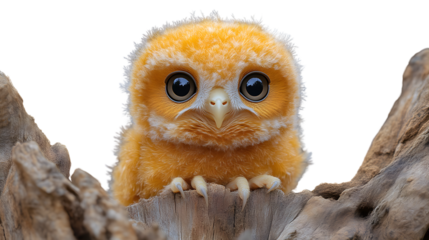 Adorable Baby Owl Perched on Wood Wildlife Photography Cute Bird Animal Portrait
