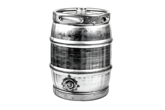 Sleek metallic keg ready for beer dispensing a refreshing beverage