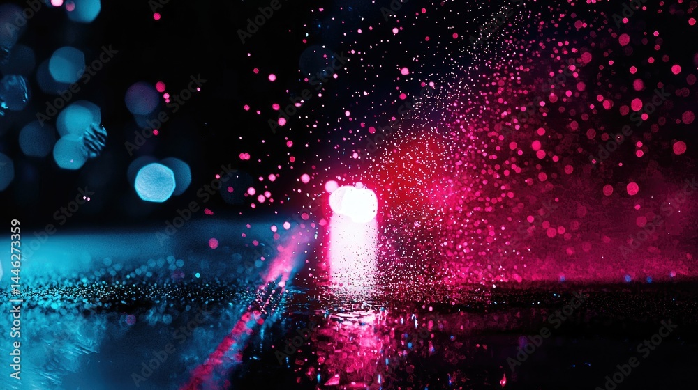 Aufkleber colorful abstract background with bright glowing bokeh and particles present