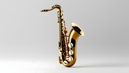 golden saxophone isolated on white background