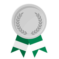 Silver award medal with Nigeria flag ribbons for winners