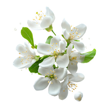 Fototapeta white musk blossom and flowers rising in white background