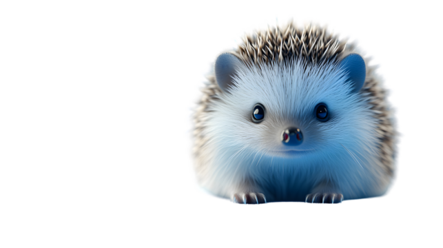 Adorable Blue and White Hedgehog with Expressive Eyes Perfect for Nature and Wildlife Themes