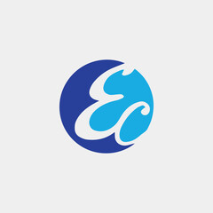 letters ec text logo design vector