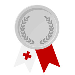 Silver award medal with Tonga flag ribbons for winners