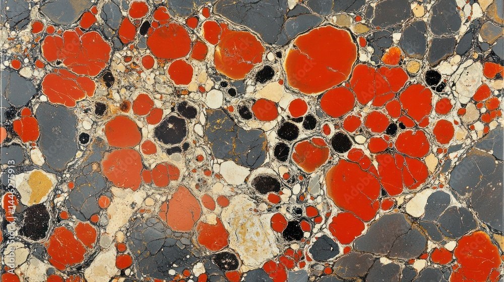 Poster The image shows a complex pattern of colored rock fragments