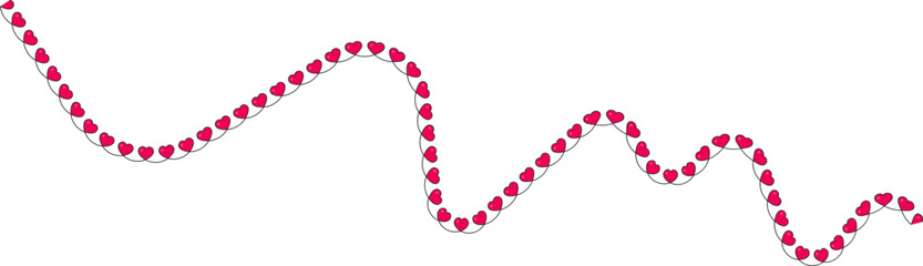 Fototapeta premium Split line with alternating small red hearts along its separated curved path, creating a unique and decorative element.