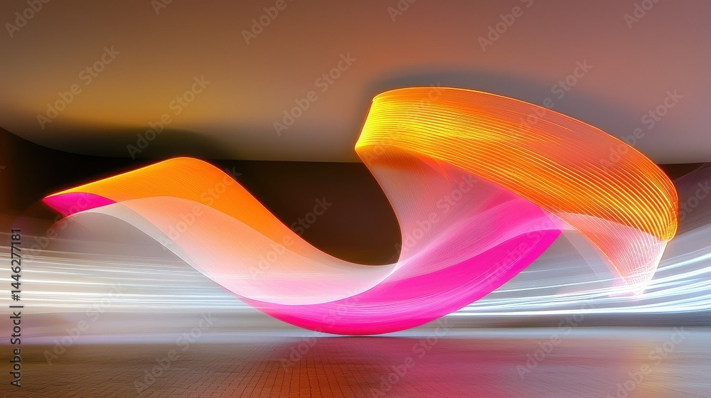 Poster An abstract display of illuminated light forms with varied coloration