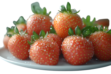 Fresh Juicy Strawberries on White Plate Close Up Shot Macro Photography
