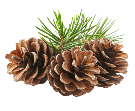 Collecting pine cones nature forest isolated on transparent background