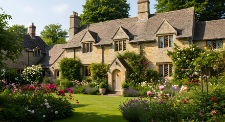 Charming Cotswold Stone Cottage with Beautiful Garden in Summertime