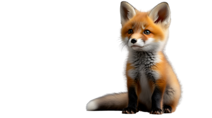 Adorable Fox Sitting on a Black Background Wildlife Photography HighQuality Animal Image Pe