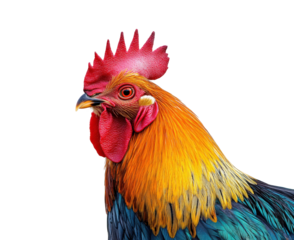 Vibrant rooster portrait farmyard animal nature isolated on transparent background