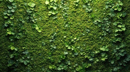 Lush green wall covered in small leaves