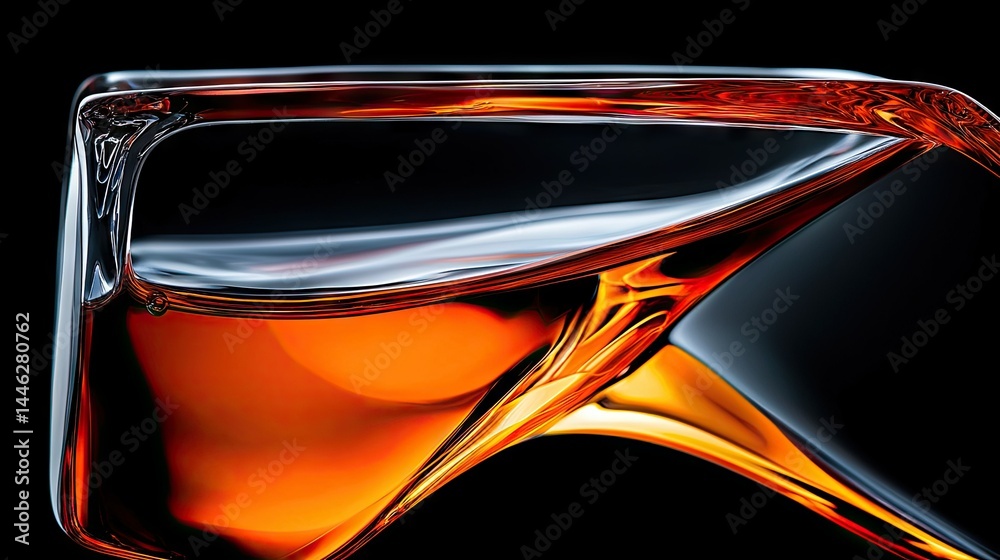 Poster abstract liquid forms showing brilliant colors against dark backdrop