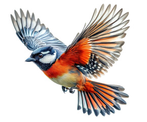 Colorful bird in flight nature scene dynamic wildlife isolated on transparent background
