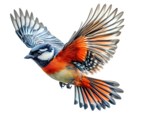 Colorful bird in flight nature scene dynamic wildlife isolated on transparent background