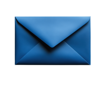 Sending blue envelope office communication isolated on transparent background