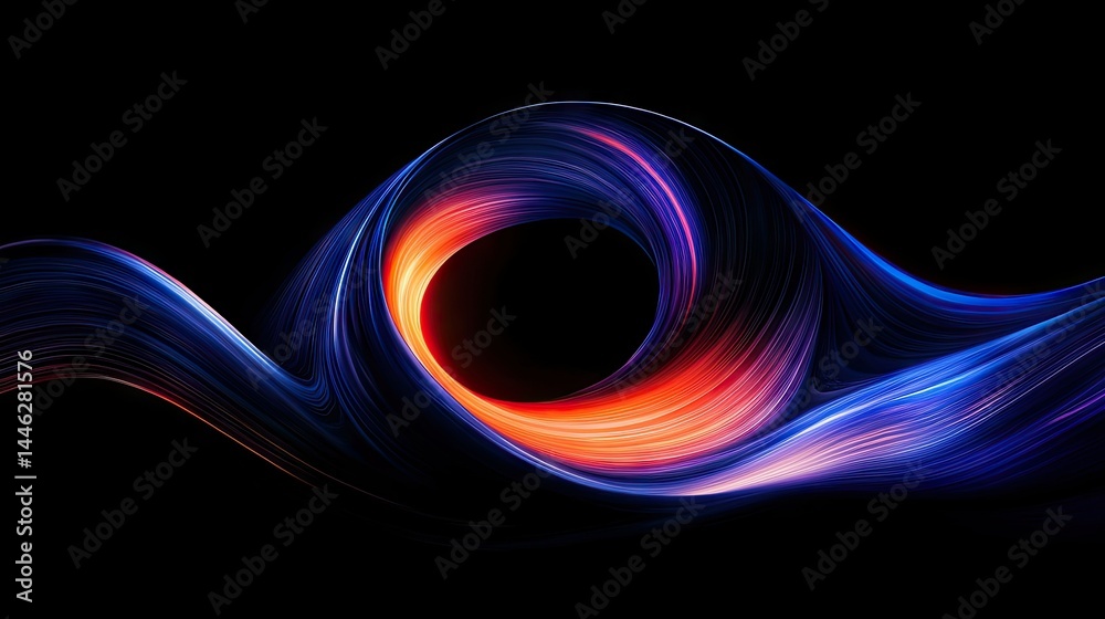 Poster a colorful and vibrant flowing abstract art composition on black background