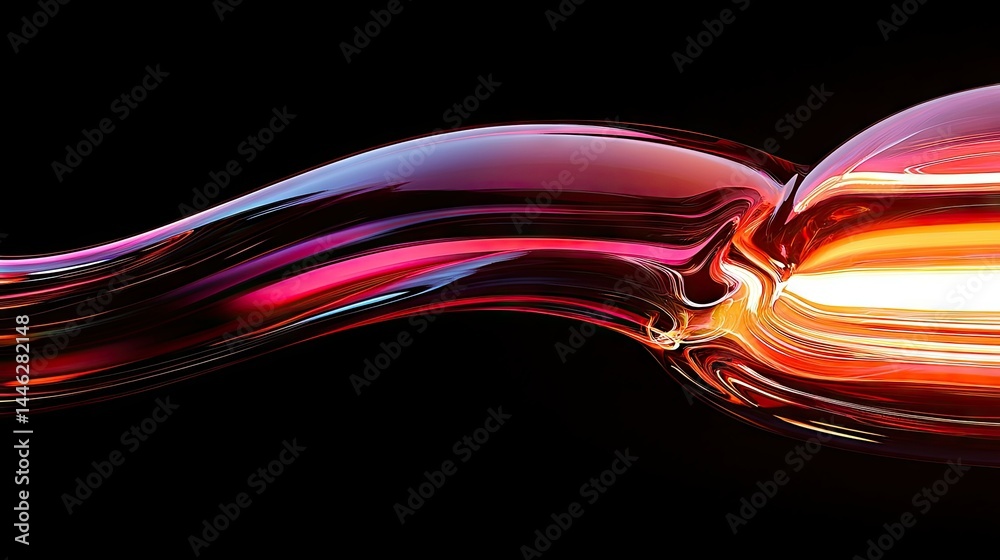 Poster a flowing and colorful abstract art piece on black background