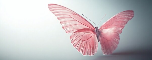 Obraz premium A delicate pink butterfly displays its beautiful wings in vibrant detail