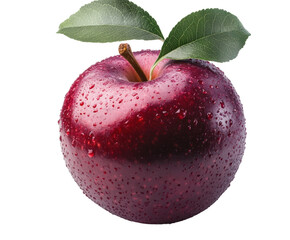 Fresh red apple with dew drops nature isolated on transparent background