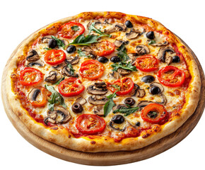 Delicious vegetarian pizza kitchen food bright isolated on transparent background