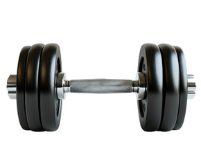 Weightlifting action with dumbbells in gym fitness focus isolated on transparent background