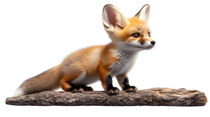 Adorable Red Fox Kit on a Log Wildlife Photography