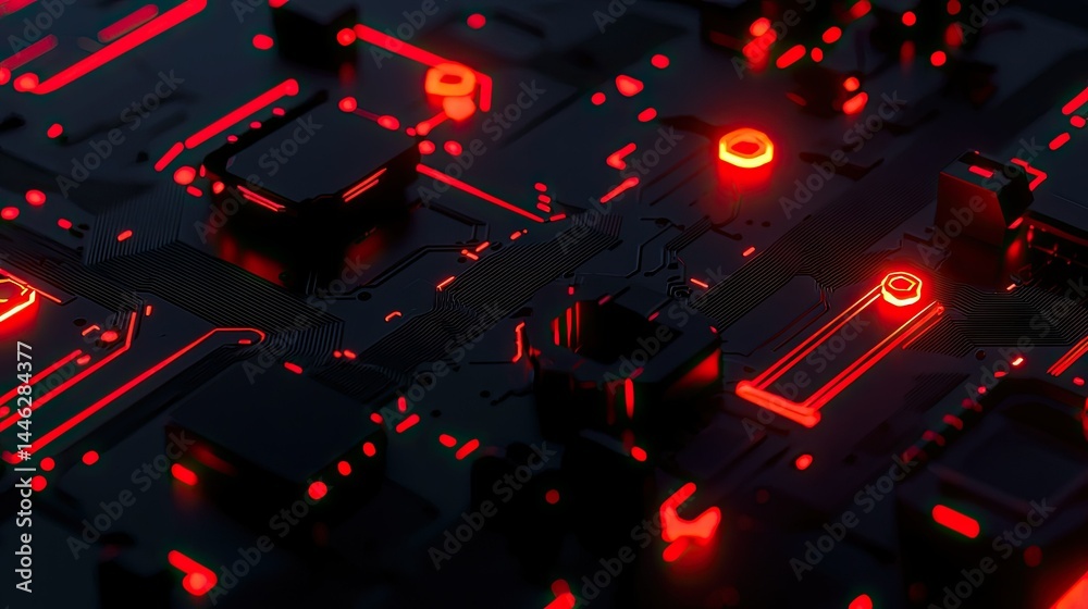 Poster A futuristic abstract rendering of a detailed circuit board design