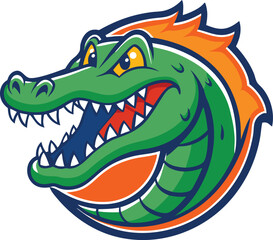 Naklejka premium Aggressive alligator mascot cartoon on white background or with transparency