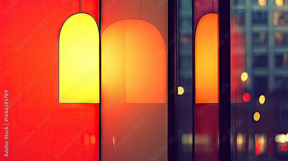 Aufkleber illuminated arch shaped lights hang in front of a window
