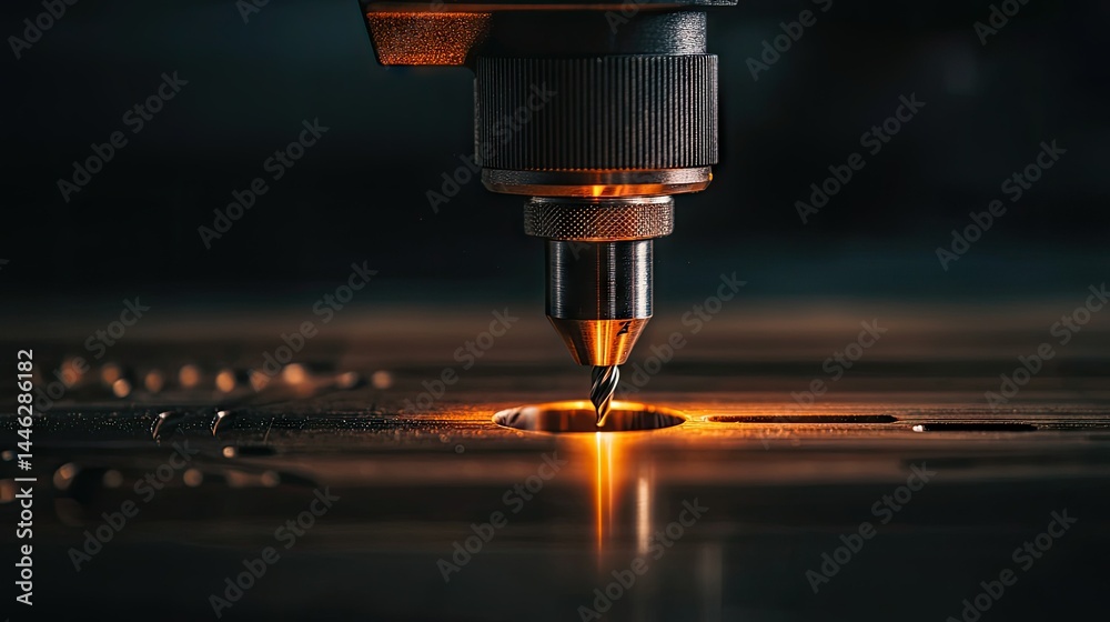 Poster a close up image of a drilling machine at work