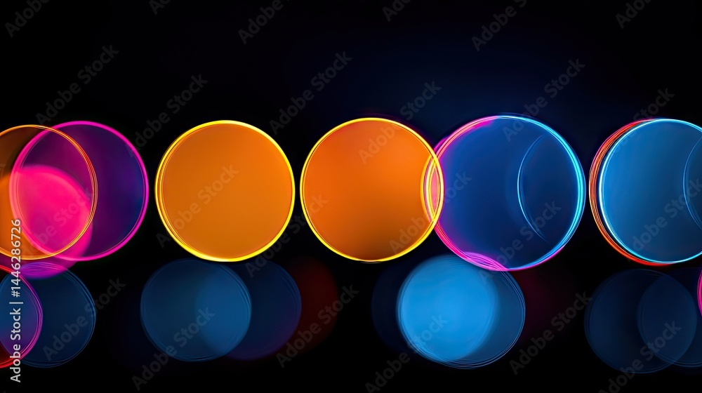 Poster abstract display showcasing colorful glowing circles in artistic arrangement