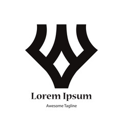 v or vw letter black creative logo design icon