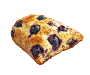 Fresh blueberry scone bakery food isolated on transparent background