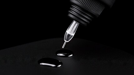 A detailed image showing ink dripping from a needle tip