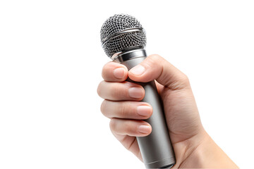 Hand Holding Microphone Ready to Speak Powerful Voice