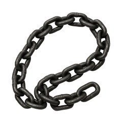 Fototapeta premium Interlocking heavy iron links of a dark chain, arranged in a curved formation reflecting strength and durability.