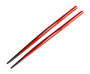 Using red chopsticks for dining asian restaurant food isolated on transparent background