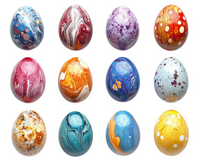 Colorful decorative easter eggs home isolated on transparent background