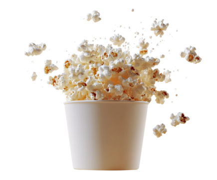 Popcorn explosion at movie night food isolated on transparent background