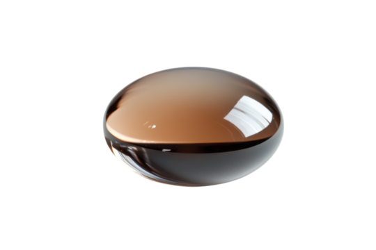 Smooth smoky quartz gemstone subtly reflecting light rests on a pristine white background