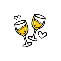 Doodle Style Wine Icon, Handcrafted Logo Design for Modern Wine Bar.