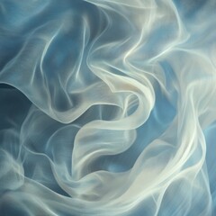 Fototapeta premium Soft White Fabric Waves on Blue Background