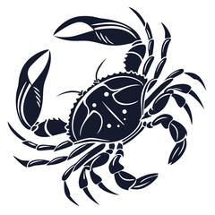 Stylized Monochrome Crab with Detailed Claws and Body Markings Design