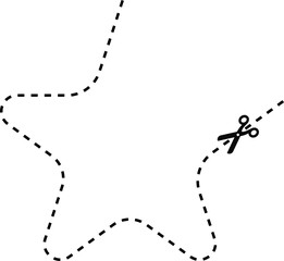 A dashed line with a scissors icon outlining a star shape to cut.