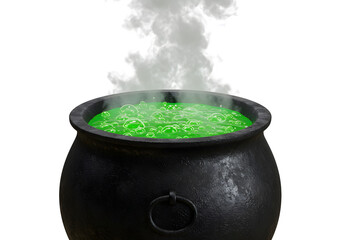 Steaming Green Potion in Black Cauldron Cut Out Transparent Png