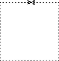 A dashed line forming a square with a scissor icon indicating where to cut.